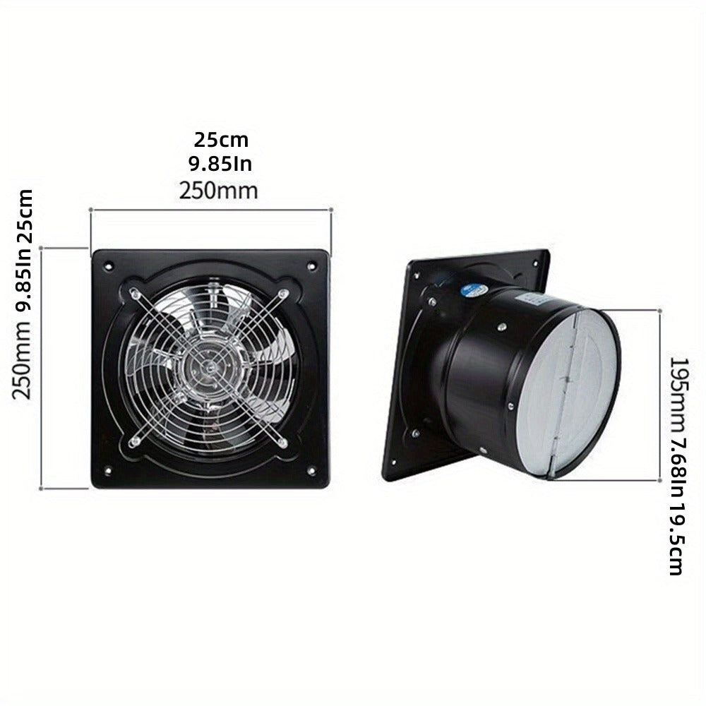 Exhaust Fan 8 Inch Wall Mount Ventilation Fan, 40W Pure Copper Motor, Backdraft Damper, Metal Fume Extractor with Switch for Kitchen