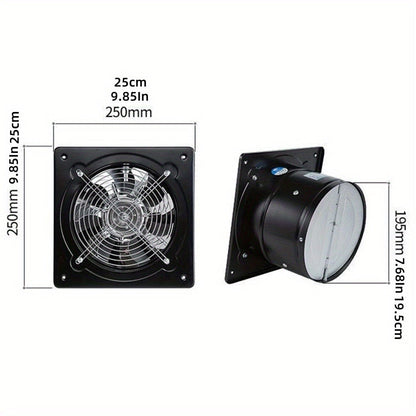Exhaust Fan 8 Inch Wall Mount Ventilation Fan, 40W Pure Copper Motor, Backdraft Damper, Metal Fume Extractor with Switch for Kitchen