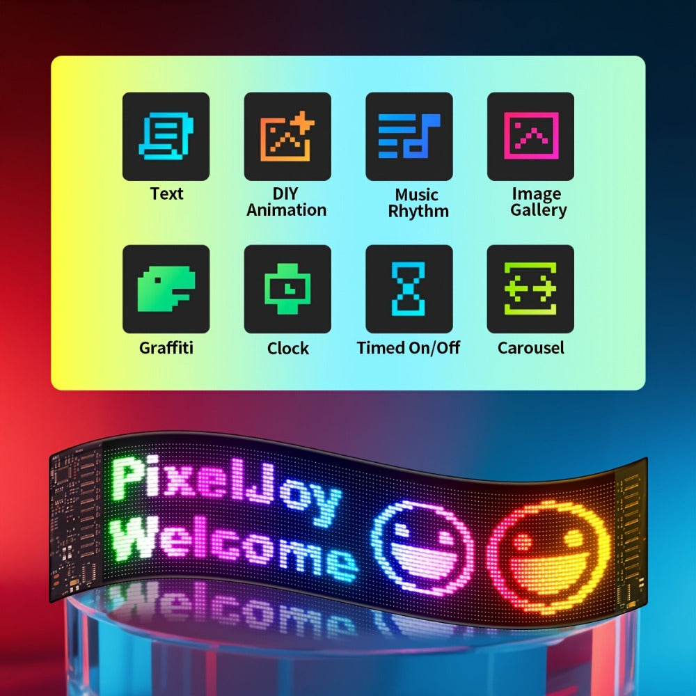 Programmable LED Sign Flexible Matrix Panel, App & USB Control, RGB Multicolor, Music Sync, Text & Animation Display for Indoor Shop