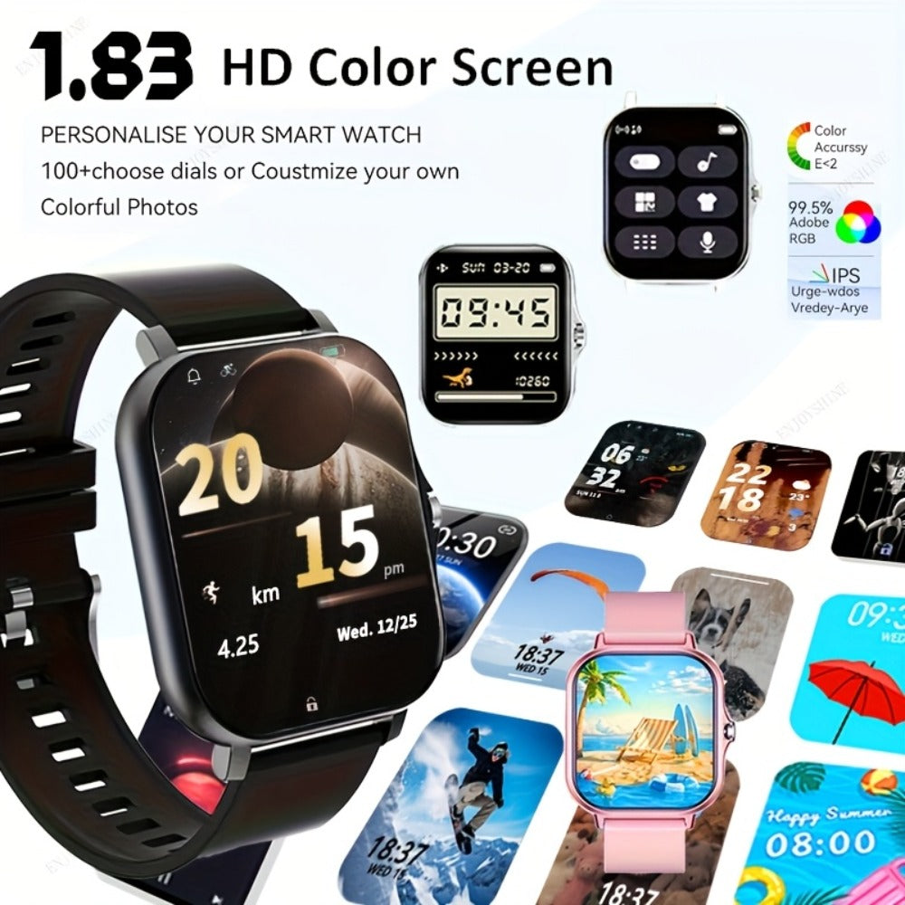 Smartwatch 1.83 Inch Fitness Tracker with Dual TPU Straps, Calling and Multi-Sport Records