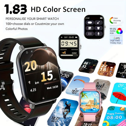 Smartwatch 1.83 Inch Fitness Tracker with Dual TPU Straps, Calling and Multi-Sport Records