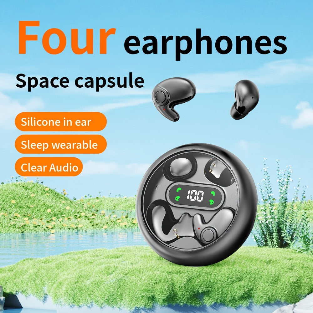 Wireless Earbuds Two-Pair Mini Sleep Set with Digital Display, Type-C Charging and Three Color Options