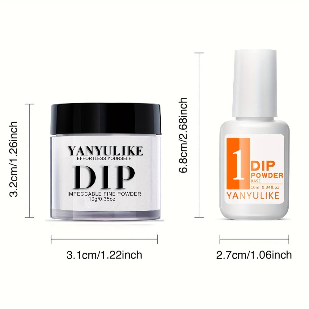 Dip Powder Nail Kit with YANYILIKE Label, Blue Lilac Pink Butterfly Glitter Powders and Three 10ml Liquids