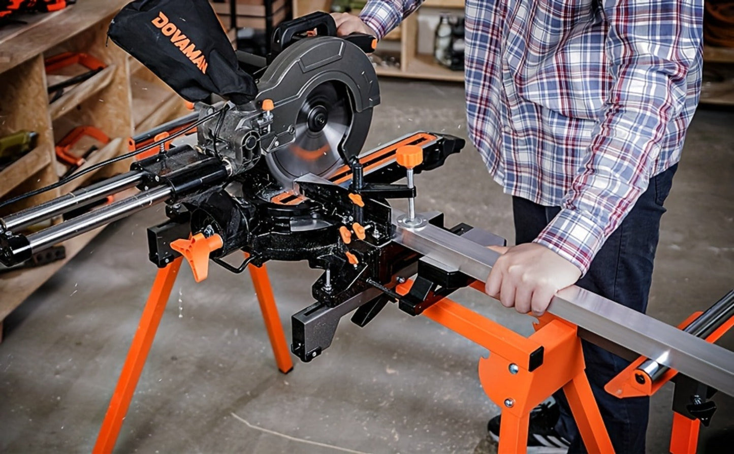Miter Saw Stand with 78-1/8" Sliding Rail, 3-Step Quick Fold, Universal Fit for DeWalt Makita Bosch & Most Miter Saw Brands
