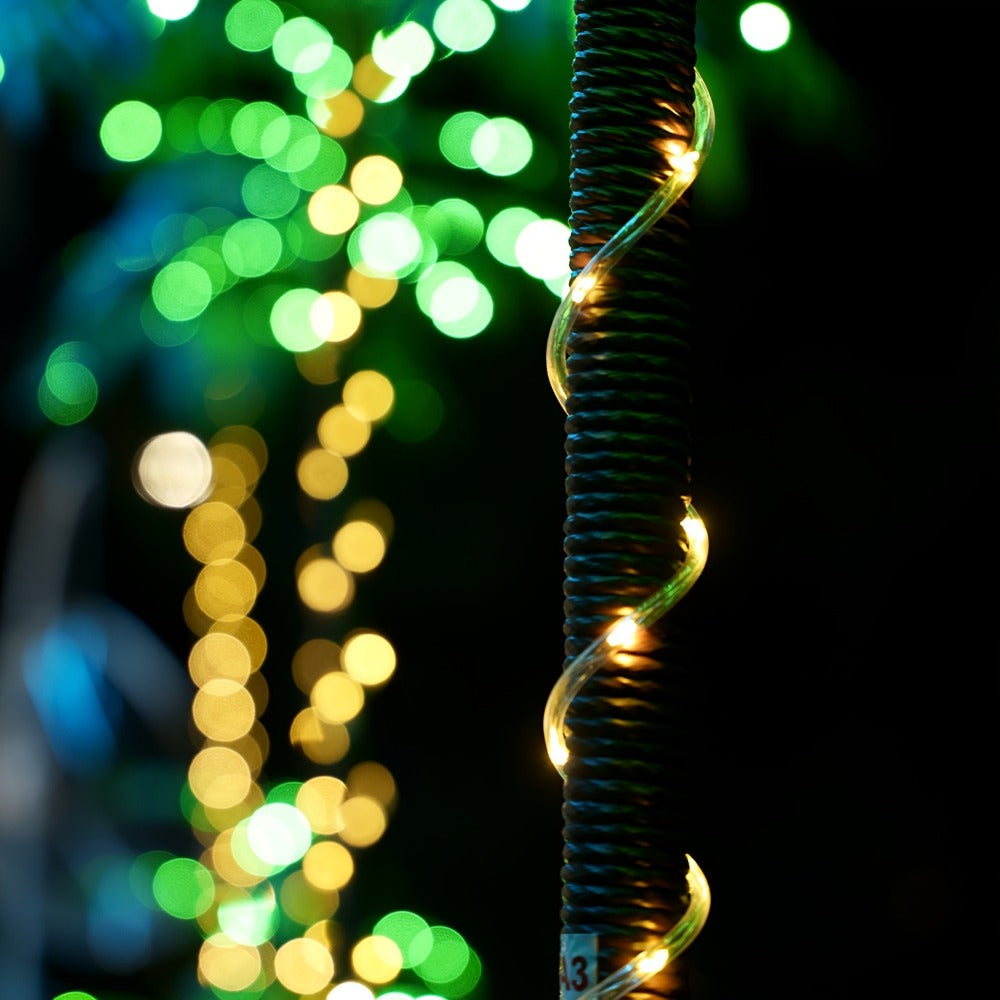 Lighted Artificial Palm Tree Solar Powered 7FT with 3 Trunks & 260 LED Lights, 8 Lighting Modes 2600mAh Battery