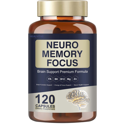 Memory Focus Brain Supplement 120 Capsules, Advanced Nootropic Formula with Ginkgo Biloba, Bacopa Monnieri