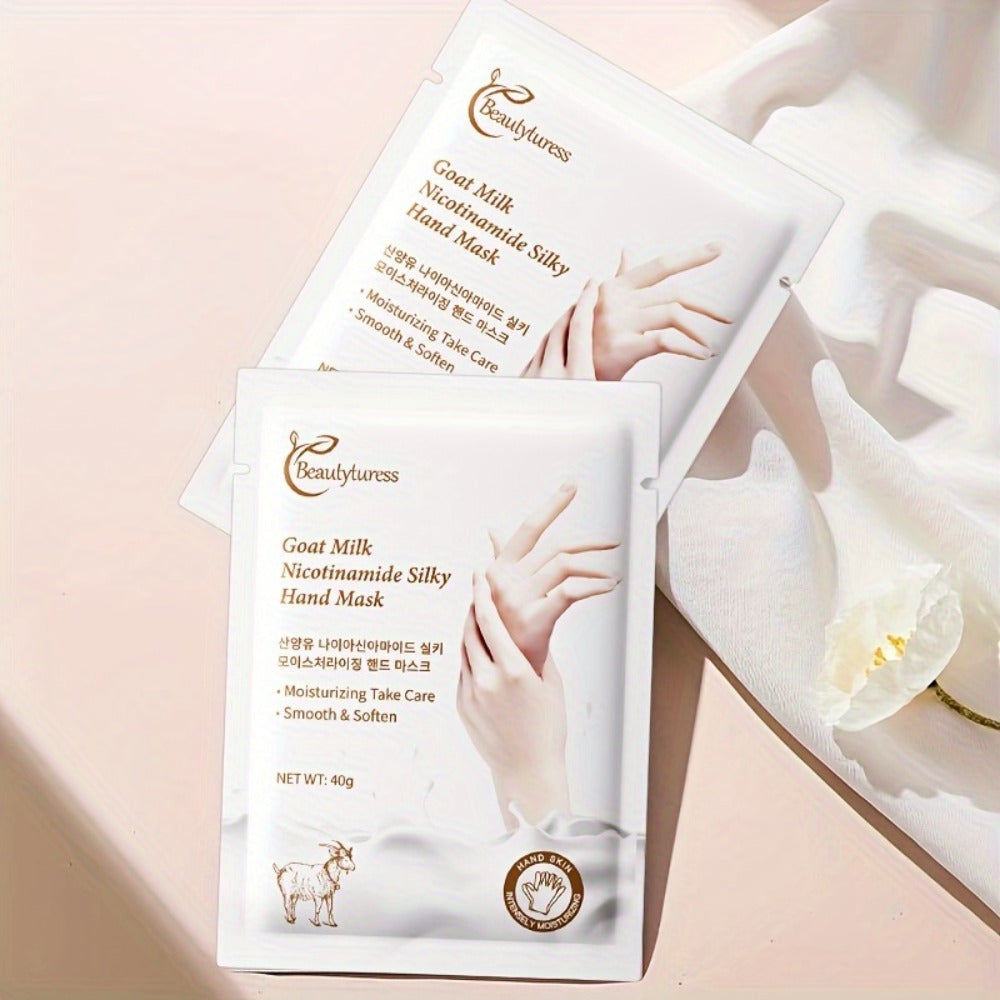Moisturizing Hand Mask Gloves 20 Pairs with Niacinamide, Goat Milk & Glycerin | Brightening Deep Hydration Spa Treatment for Dry Rough