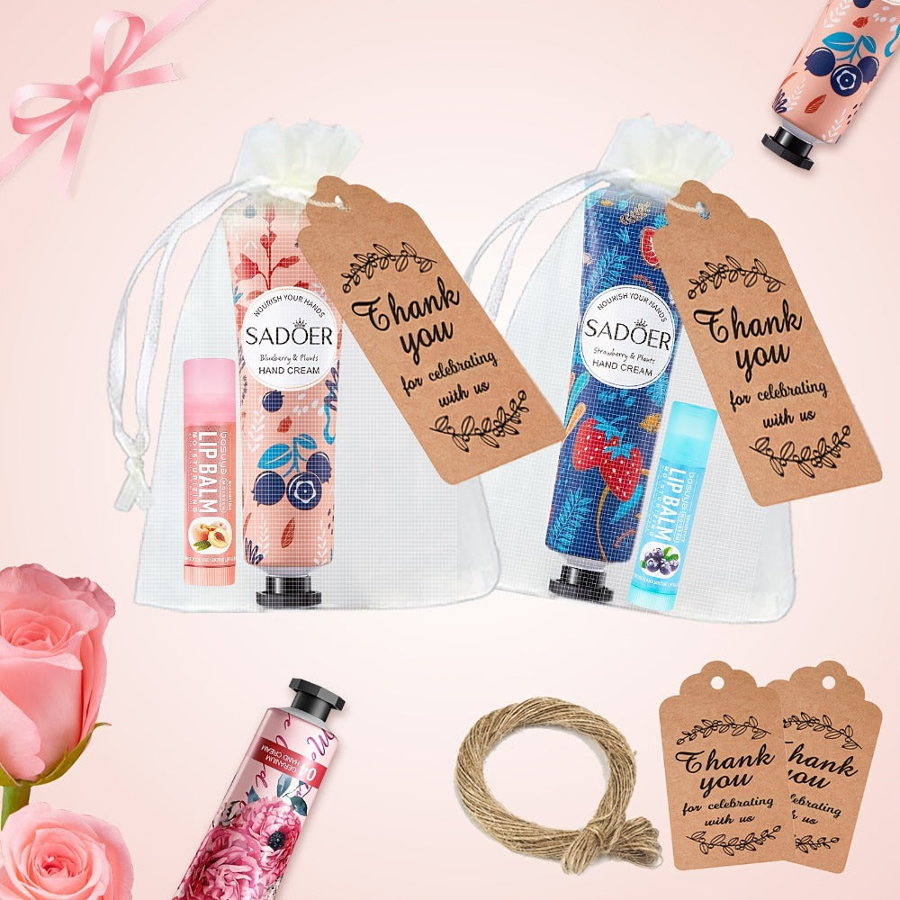 24pcs Bulk Lip Balm & Hand Cream Gift Set, Party Favors, Wedding & Thank You Gifts for Guests