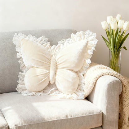 Butterfly Shaped Throw Pillow 3D Bow Decorative Cute Accent Pillow for Bed Sofa Couch Velvet for Entryways, Bedrooms and Living Spaces