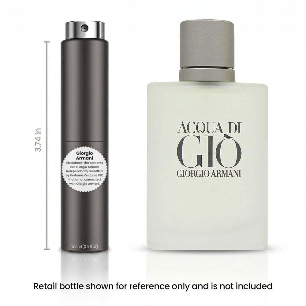 Acqua Di Gio EDT Travel Spray for Men 5ml Portable Atomizer Aquatic Fresh Cologne Bergamot for Bath Time, Home Spa and Personal Care