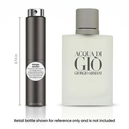 Acqua Di Gio EDT Travel Spray for Men 5ml Portable Atomizer Aquatic Fresh Cologne Bergamot for Bath Time, Home Spa and Personal Care