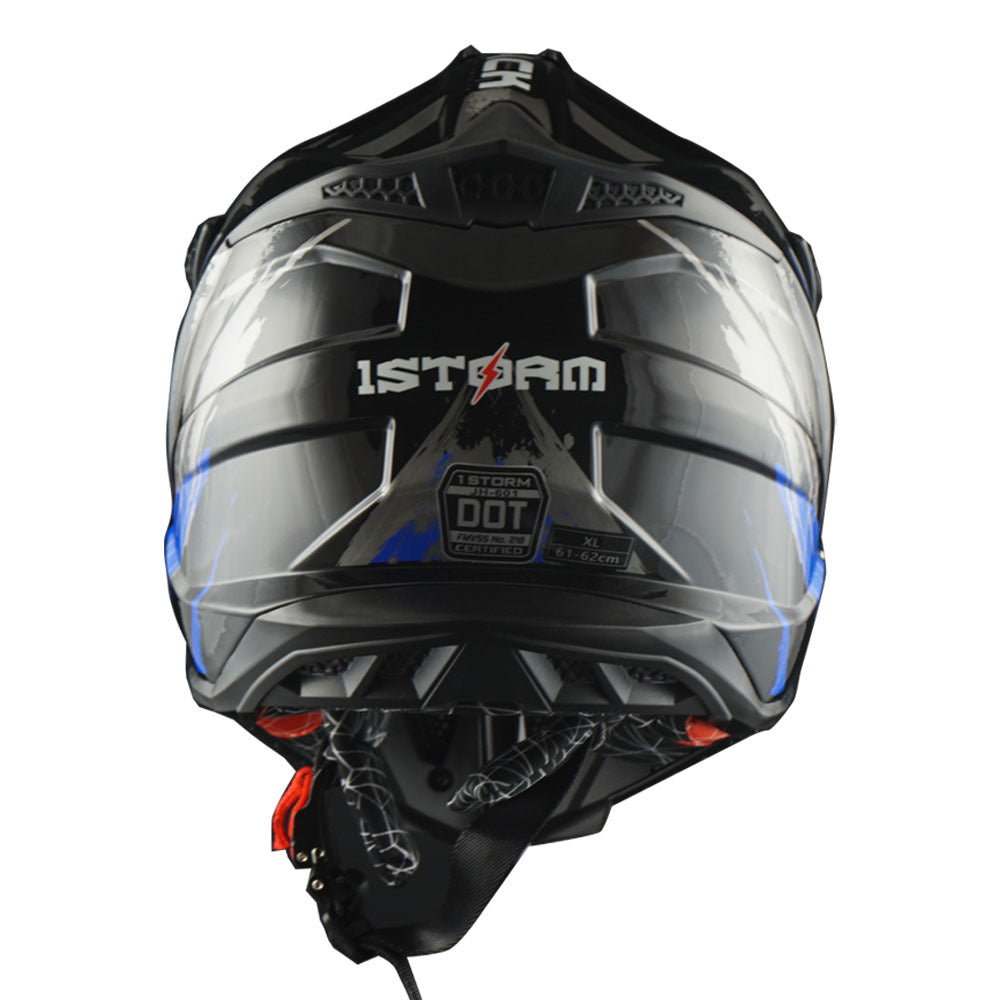Motorcycle Helmet 1STORM Dirt-Bike Full-Face Shell with Peak Visor, XS-XXL Sizes, Padded Liner and Graphic Styles