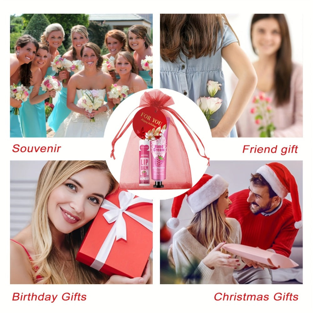 Wedding Party Favor Beauty Gift Set 96pcs, Bulk Women's Gift Box with Hand Cream, Lipstick, Red Bag & Card