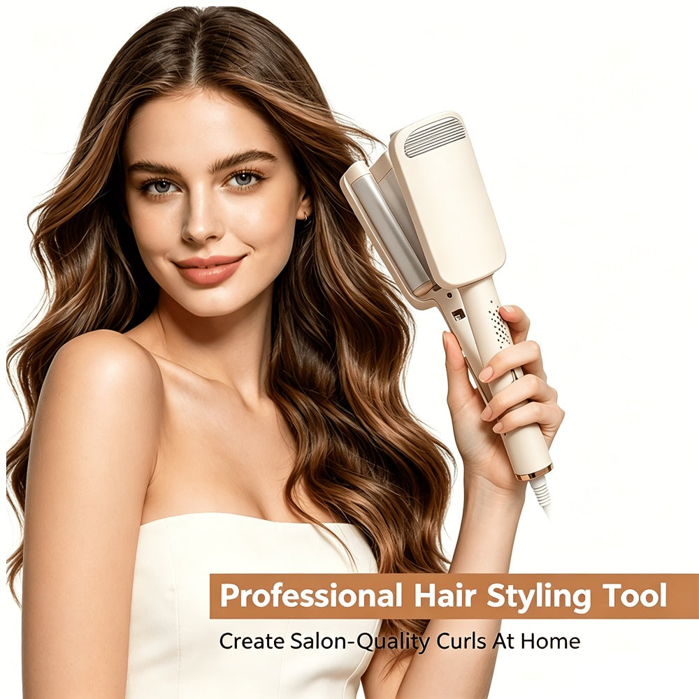 Hair Curling Iron 1.25 Inch - Beach Wave Curling Wand with Dual Voltage, Deep Wave Barrel, Anti-Frizz Ceramic Coating