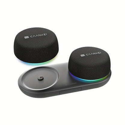 Portable Dual Speaker with Charging Base, Super Long Battery Life, Strong Bass Stereo Surround Sound