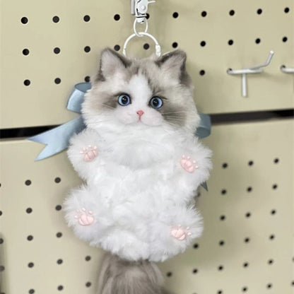 Fluffy Pipe Cleaner Cat Charm Craft Kit for Orange and Gray Pendants with Two-Piece Material Set