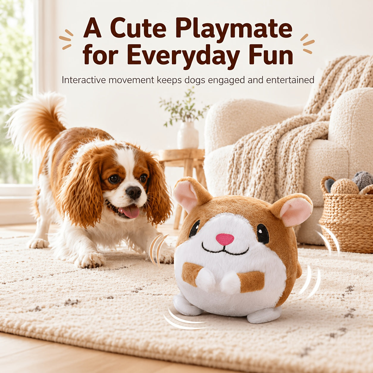 Electronic Bouncing Dog Toy with Animal Sound – USB Rechargeable Interactive Rolling Ball, Voice Recording & Music Mode