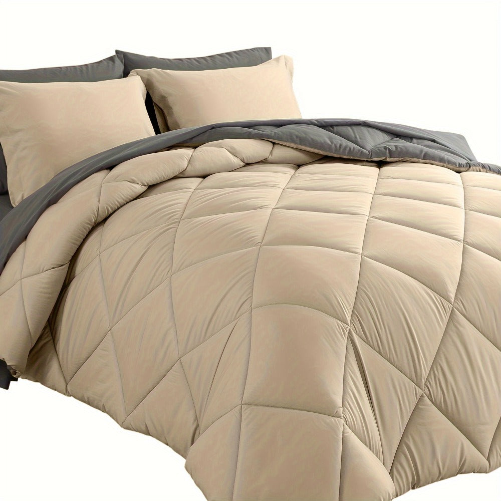 Comforter Set 7-Piece Bed in a Bag Queen King Full Soft Microfiber Down Alternative Comforter Fitted Sheet Flat Sheet Pillow Shams
