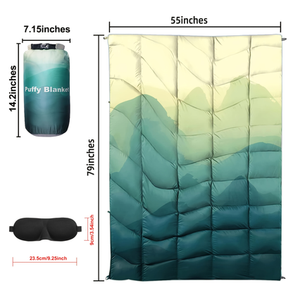 Camping Blanket Puffy Outdoor Down Alternative Windproof Warm 55x79 Inch Lightweight Printed Quilt for Beach Picnic Hammock Travel Cold