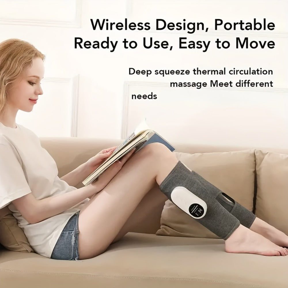 Air Compression Leg Massager, Cordless Calf & Foot Massager with 3 Intensity Levels for Legs, Thighs