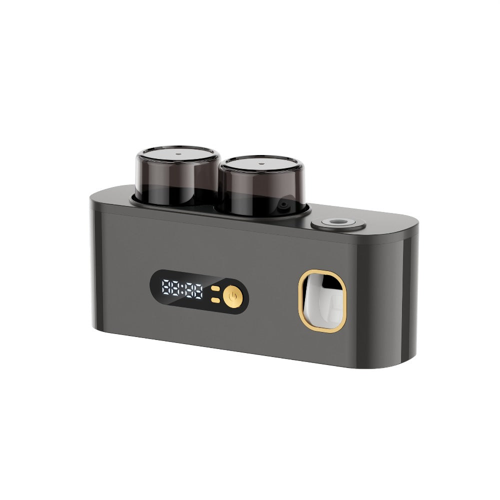 Five-Slot Wall-Mounted Toothbrush Holder with Two Cups, Toothpaste Dispenser and Digital Display