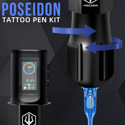 Professional Tattoo Machine Kit Wireless with LED Display - LTK08 Rotary Pen 20 Needles for Temporary Body Art, Festivals and Costumes