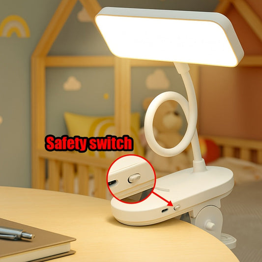 Clamp-On LED Desk Lamp with Flexible 40cm Gooseneck, 6cm Jaw, Three Color Modes and Stepless Dimming