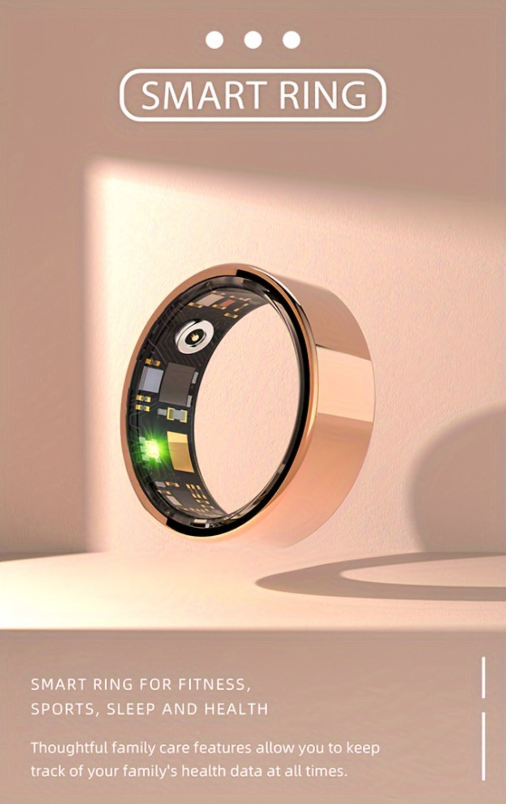 Health Monitoring Smart Ring with Heart Rate HRV Sleep Tracking, Steps Calories Body Temp & Menstrual Cycle – Bluetooth 5.3, iOS & Android