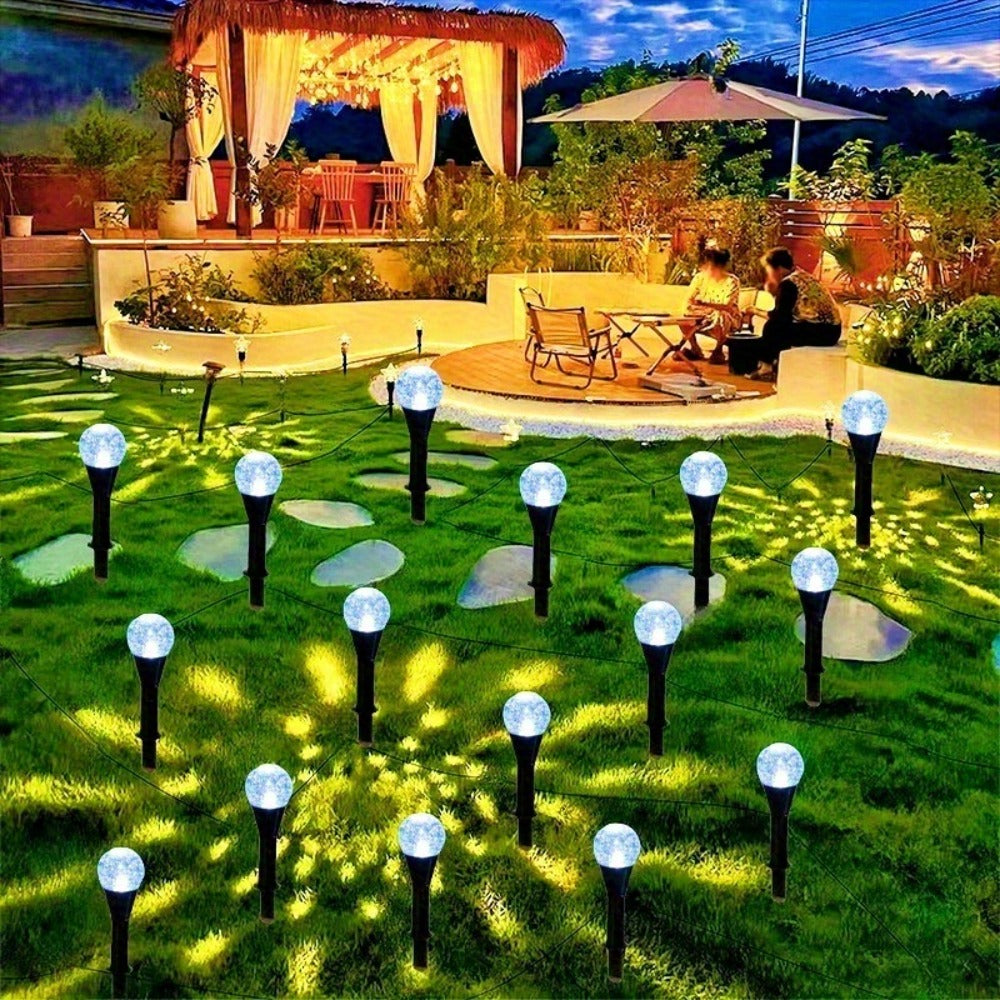 Solar Garden Light Bubble Path Stakes 30-Piece Set with Colorful or Warm White LED Options