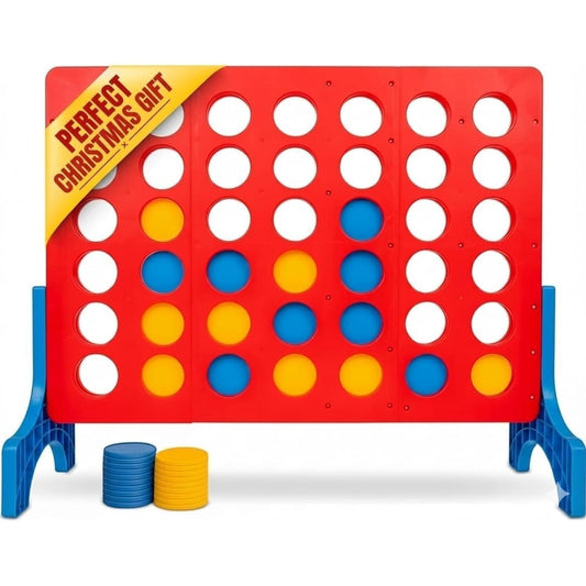 Giant Connect Four Game 1.8FT - Jumbo 4 in a Row Outdoor Lawn Game with 42 Discs & Storage Bag for Adults Kids Family
