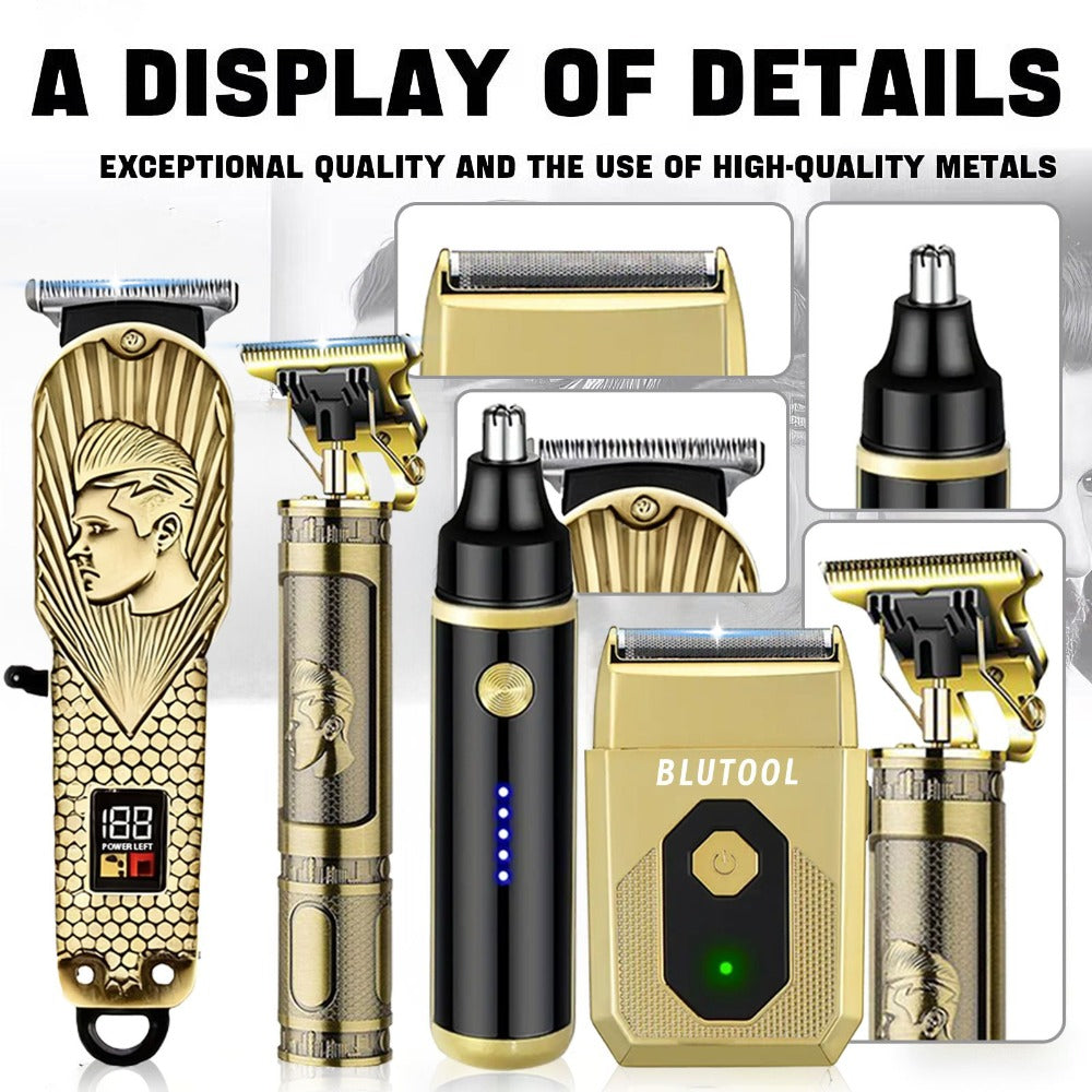 Hair Clipper & Beard Trimmer Set for Men USB Rechargeable with LCD Display – Professional Cordless Barber Kit Home Grooming Bundle