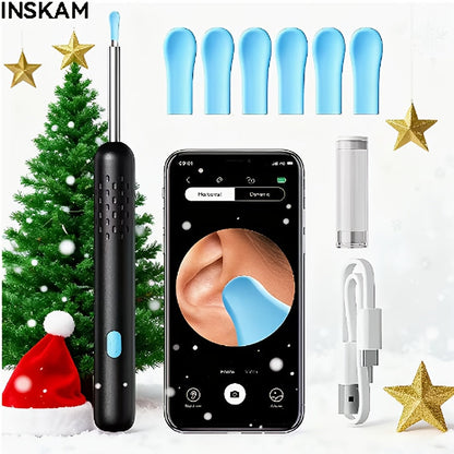 1080P Ear Wax Removal Tool with Camera – Wi-Fi Ear Cleaning Kit with 6 Spoons & Tweezers, Rechargeable, Visual Ear Cleaner for Safe Ear Care