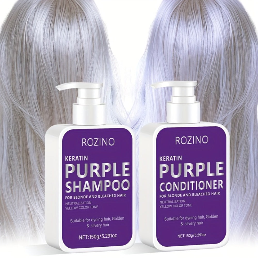 Purple Shampoo and Conditioner Set 2PCS for Blonde Silver Platinum Hair - Toning Brass & Yellow Neutralizer