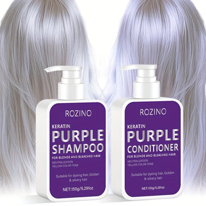 Purple Shampoo and Conditioner Set 2PCS for Blonde Silver Platinum Hair - Toning Brass & Yellow Neutralizer