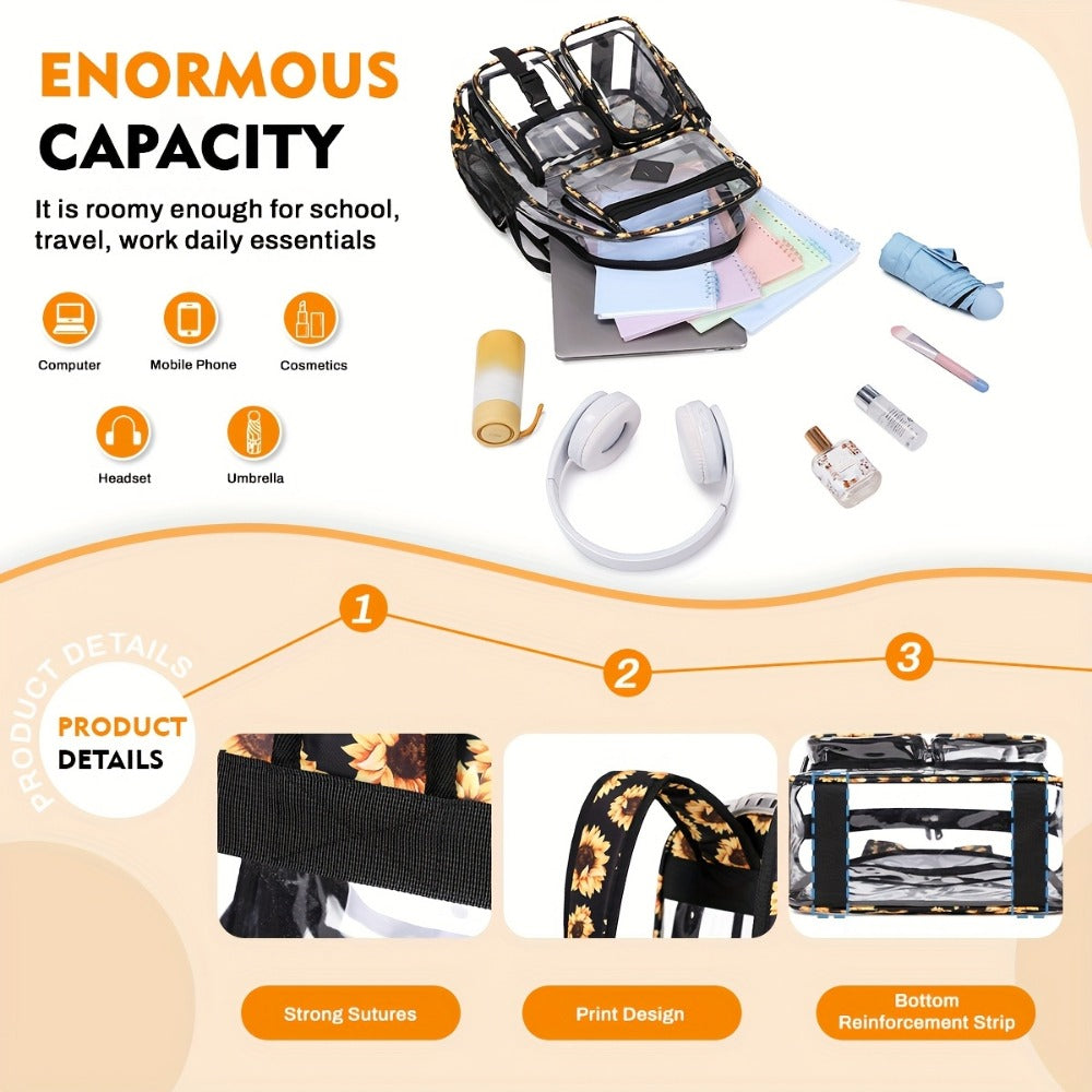 Backpack for Women – PVC, Clear, Transparent, Large Capacity – detail view 6