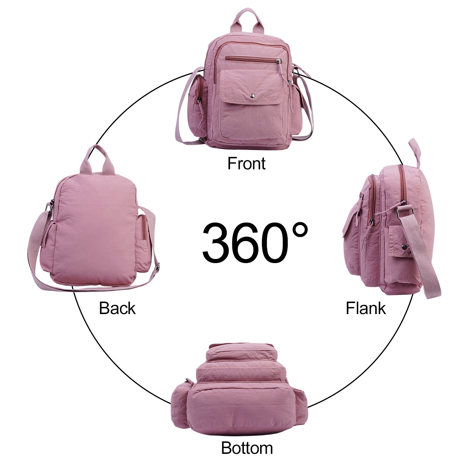 Backpack for Women – 2 Piece, Nylon, Quilted, Lightweight – detail view 11