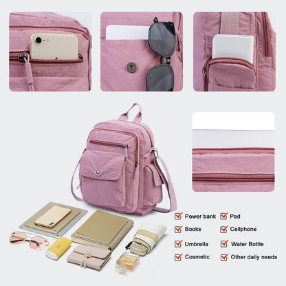 Backpack for Women – 2 Piece, Nylon, Quilted, Lightweight – detail view 3