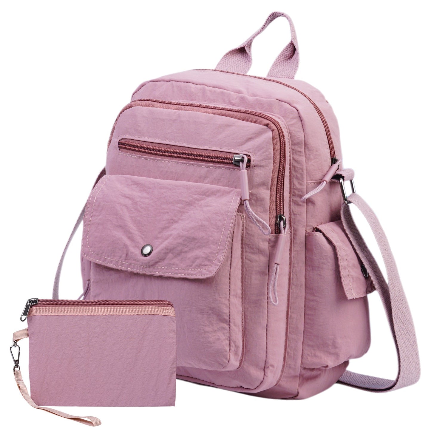 Backpack for Women – 2 Piece, Nylon, Quilted, Lightweight – front view