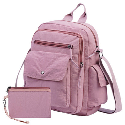 Backpack for Women – 2 Piece, Nylon, Quilted, Lightweight – front view