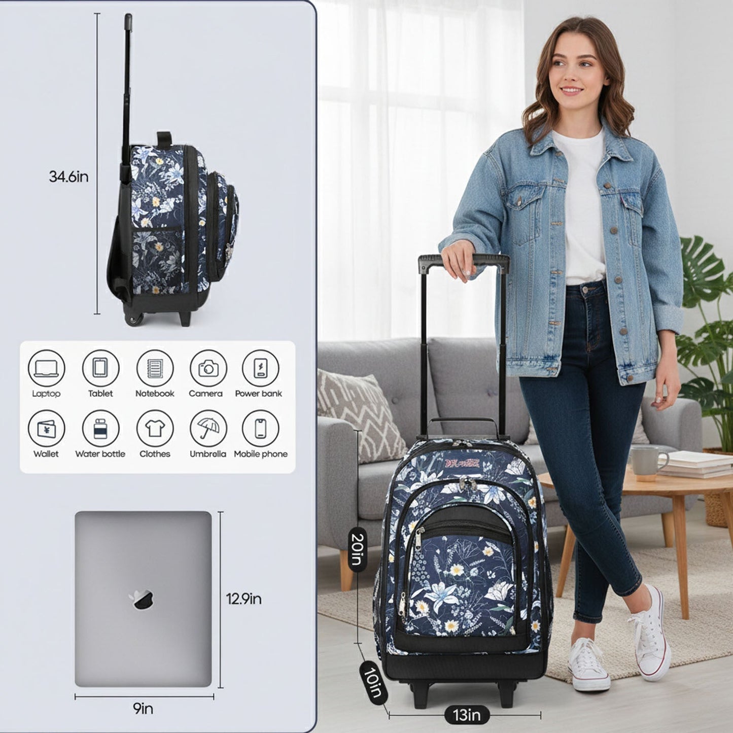 Backpack for Women – 20 Inch, 2 In, Convertible, Waterproof – detail view 34