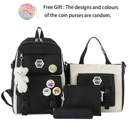 Backpack for Women – 4-Piece, Canvas, for Travel & School – front view - product view 14