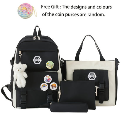 Backpack for Women – 4-Piece, Canvas, for Travel & School – detail view 6
