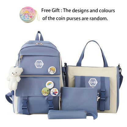 Backpack for Women – 4-Piece, Canvas, for Travel & School – detail view 10