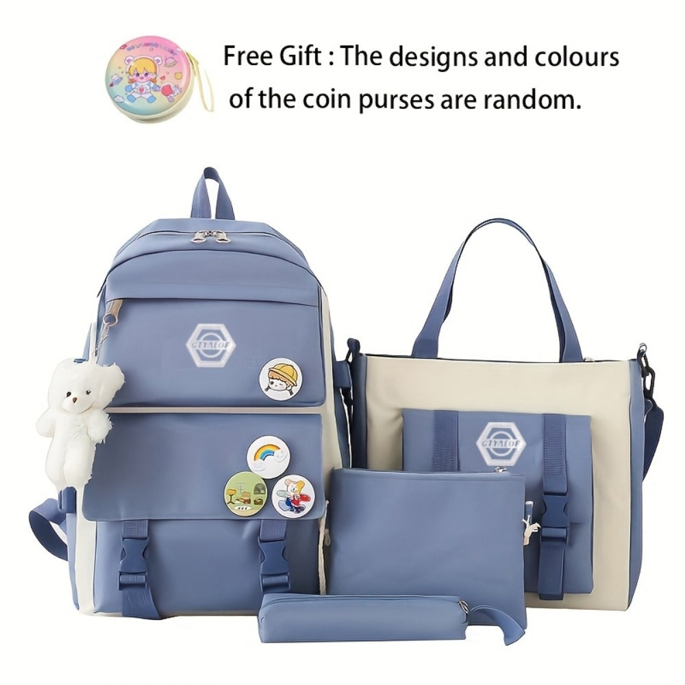 Backpack for Women – 4-Piece, Canvas, for Travel & School – detail view 11