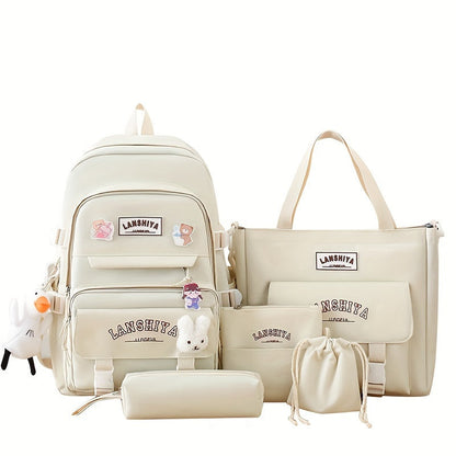 Backpack for Women – 5 Piece, Large Capacity, for School – detail view 2