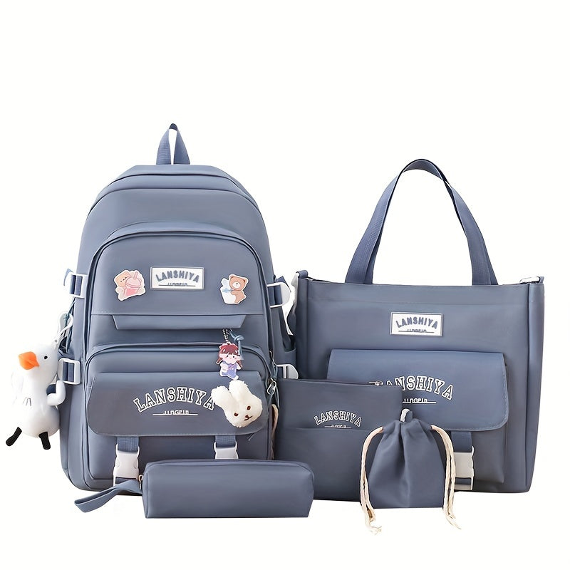 Backpack for Women – 5 Piece, Large Capacity, for School – detail view 3