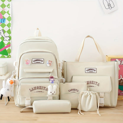 Backpack for Women – 5 Piece, Large Capacity, for School – detail view 18