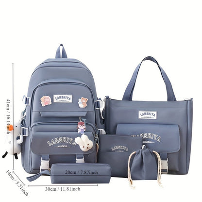 Backpack for Women – 5 Piece, Large Capacity, for School – detail view 20