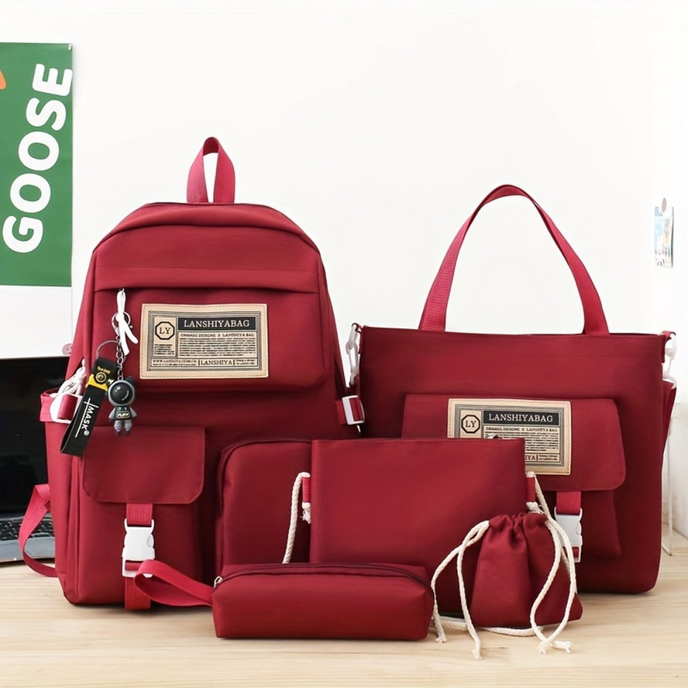 Backpack for Women – 5-Piece, Large Capacity, Lightweight, for Travel & Work – front view
