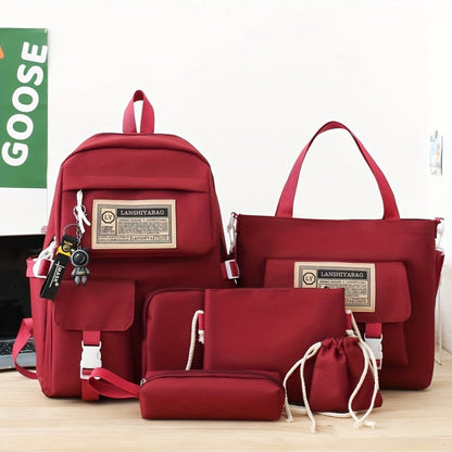 Backpack for Women – 5-Piece, Large Capacity, Lightweight, for Travel & Work – front view